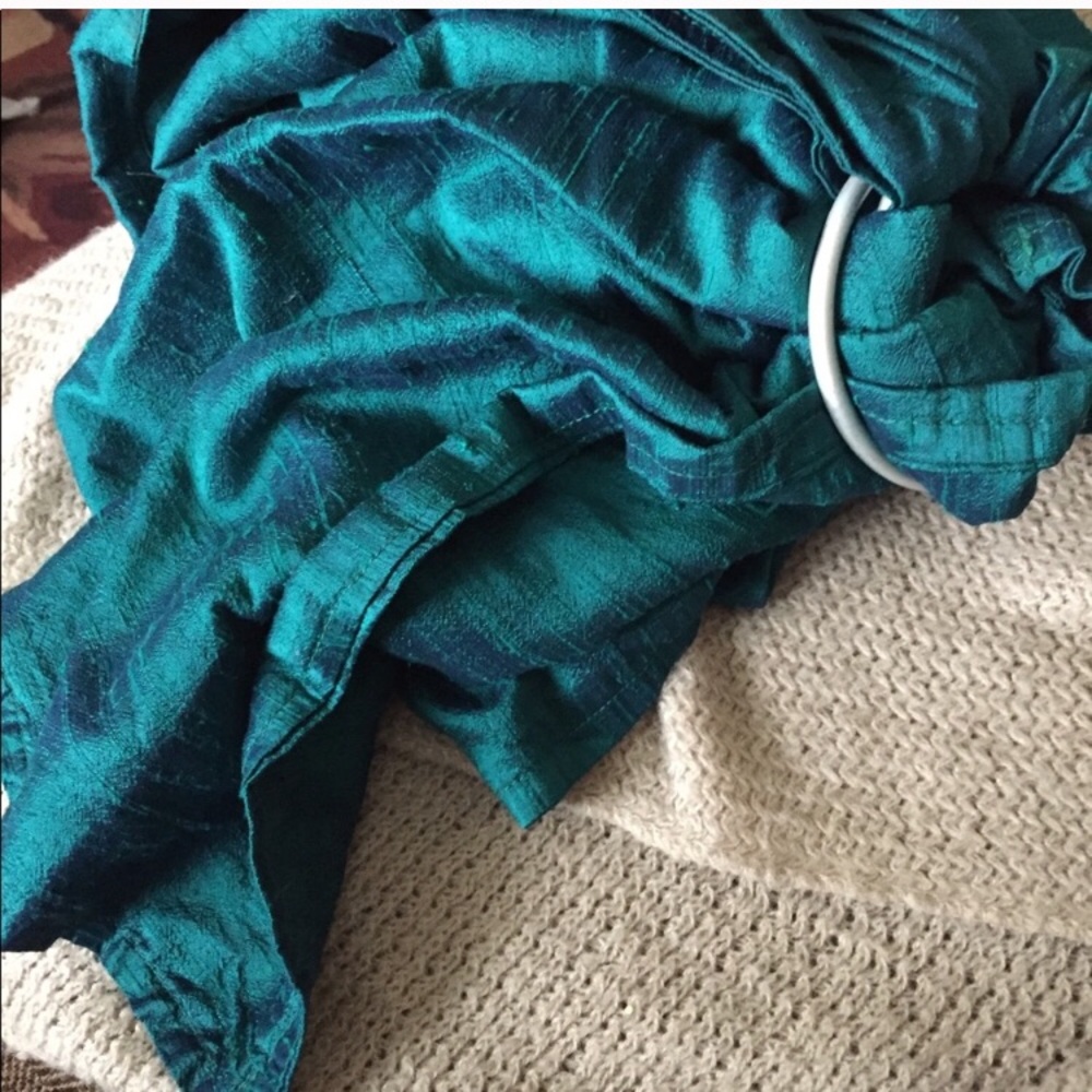 Teal silk ring sling